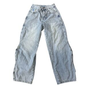 DELFRIC EDEN Light Wash Jeans Heart Logo Wide‎ Leg Size 26